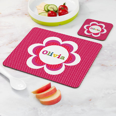 Personalised Girl's Floral Placemat & Coaster Sets - Placemats at Gift Moments