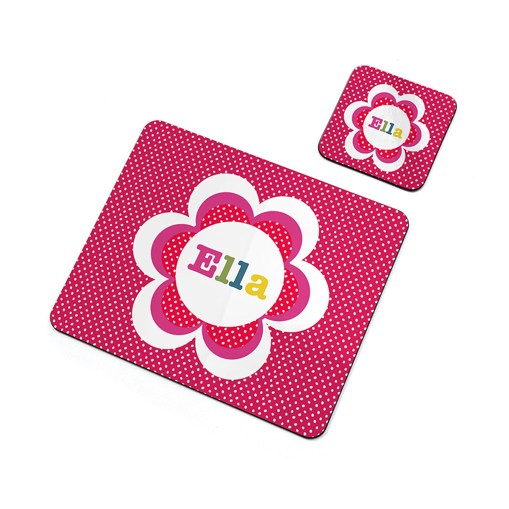 Personalised Girl's Floral Placemat & Coaster Sets - Placemats at Gift Moments