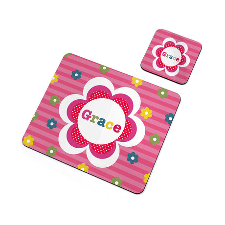 Personalised Girl's Floral Placemat & Coaster Sets - Placemats at Gift Moments