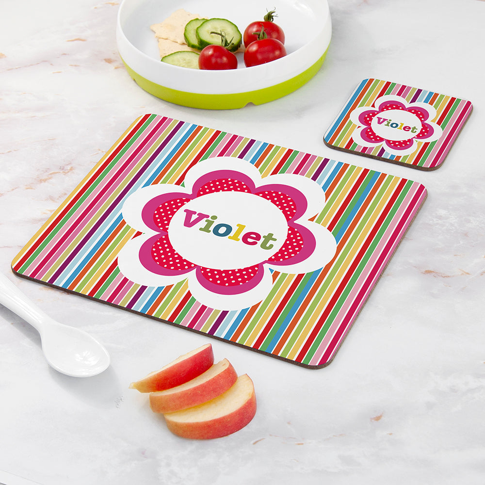 Personalised Girl's Floral Placemat & Coaster Sets - Placemats at Gift Moments