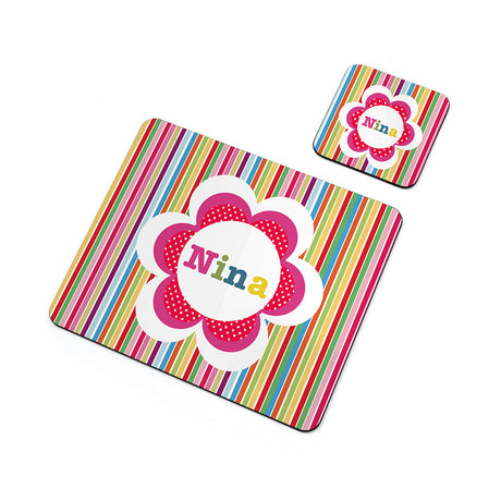 Personalised Girl's Floral Placemat & Coaster Sets - Placemats at Gift Moments