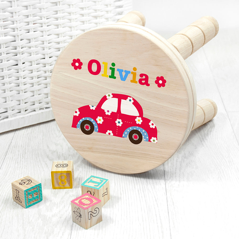 Personalised Wooden Car Stool for Kids: 1 - Wooden Stools By Gift Moments