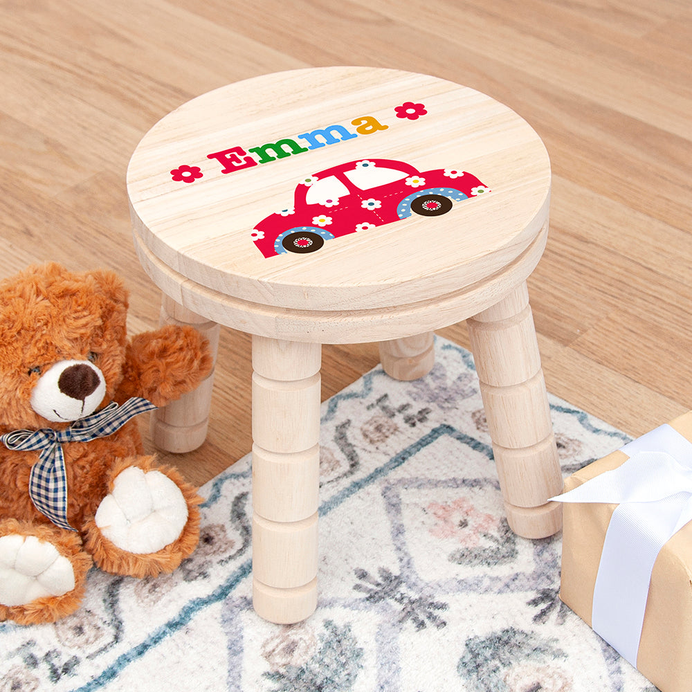 Personalised Wooden Car Stool for Kids: 4 - Wooden Stools By Gift Moments