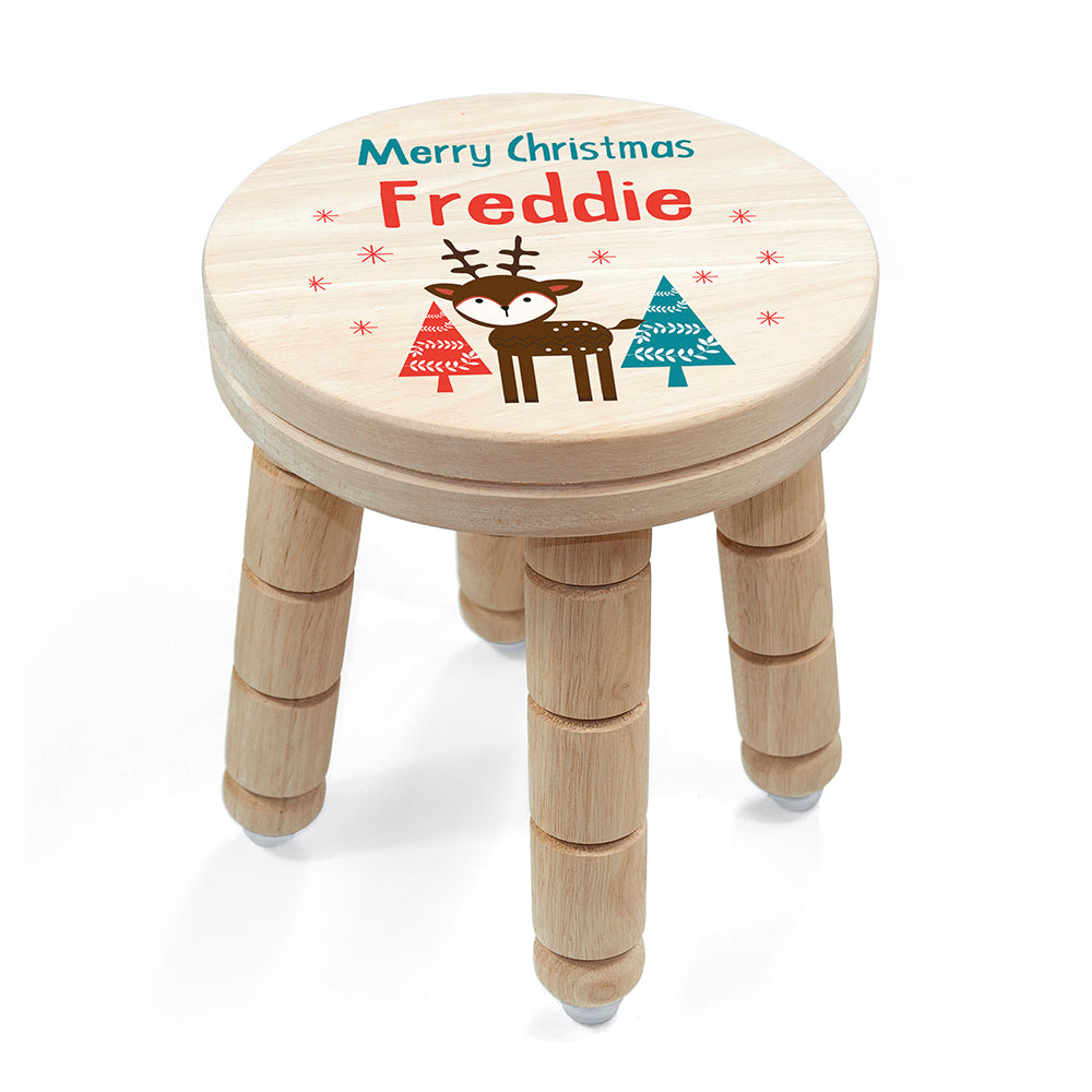 Personalised Kid's Reindeer Wooden Stool - Wooden Stools at Gift Moments