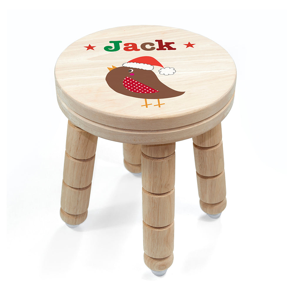 Personalised Robin Wooden Stool for Kids: 3 - Wooden Stools By Gift Moments