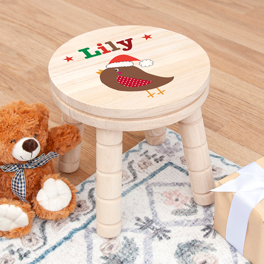 Personalised Robin Wooden Stool for Kids: 4 - Wooden Stools By Gift Moments