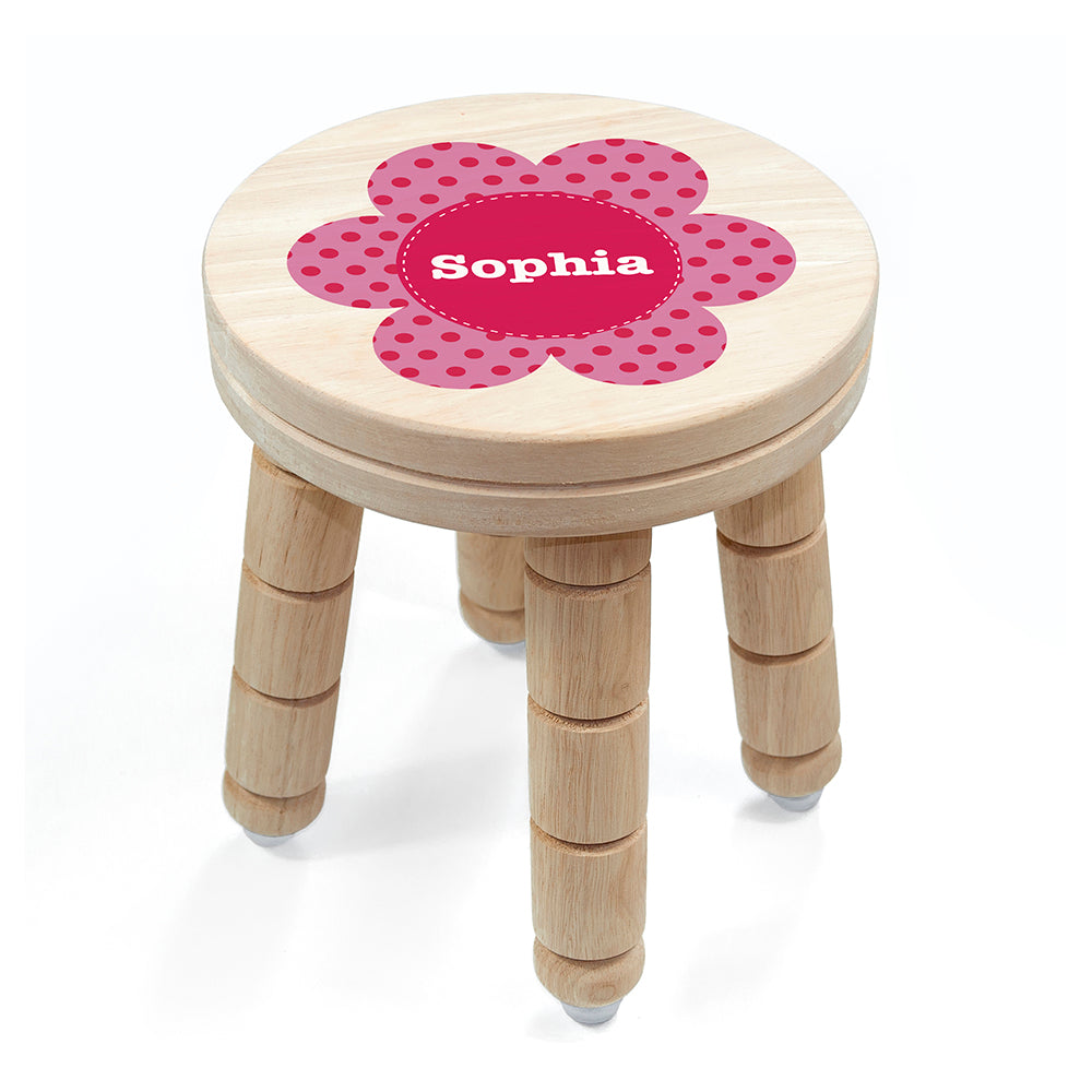 Personalised Kid's Flower Wooden Stool - Wooden Stools at Gift Moments