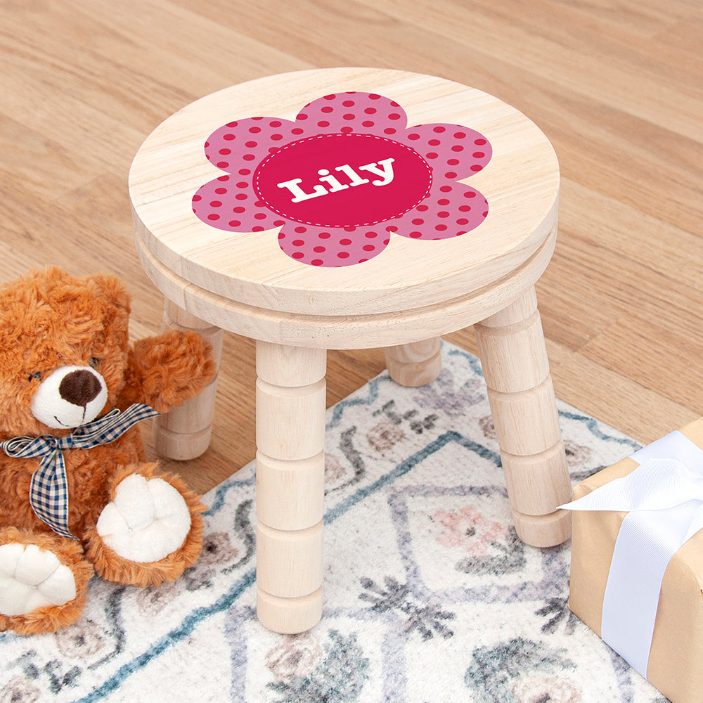 Personalised Kid's Flower Wooden Stool - Wooden Stools at Gift Moments