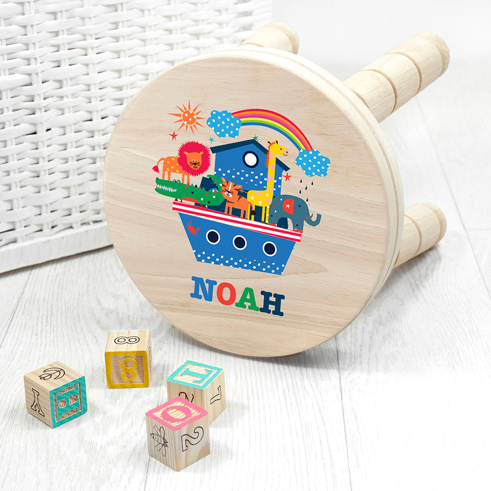 Personalised Noah’s Ark Wooden Stool for Kids: 1 - Wooden Stools By Gift Moments