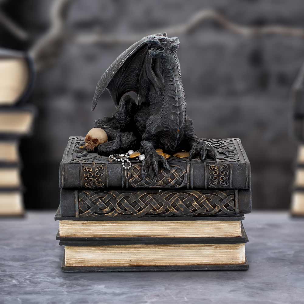 Secrets of the Dragon Box Gothic Skull Books Trinket Box - Boxes at Gift Moments