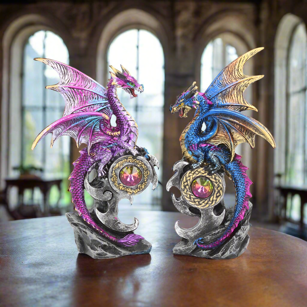 Realm Protectors Figurines Set of Two Fantasy Dragon Crystal Ornaments