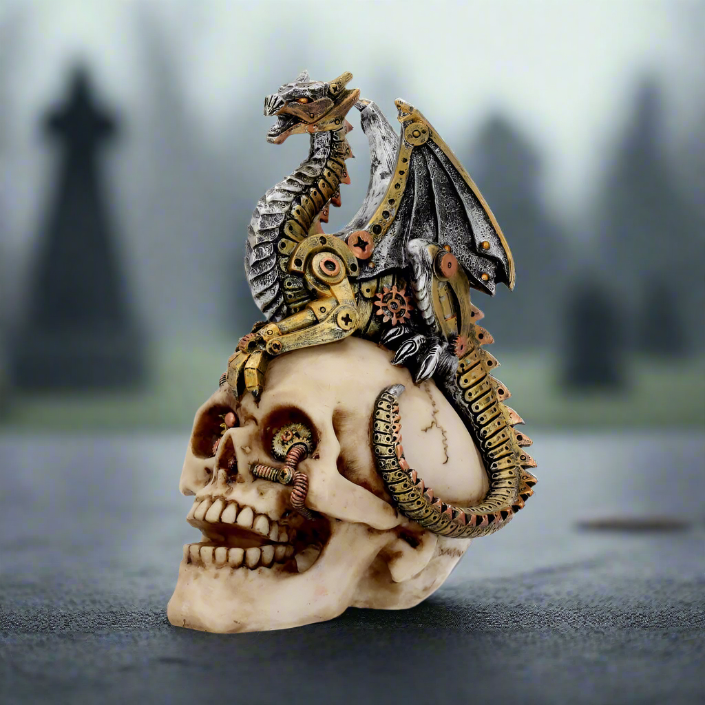 Dragon's Grasp Steampunk Skull and Dragon 18.5cm