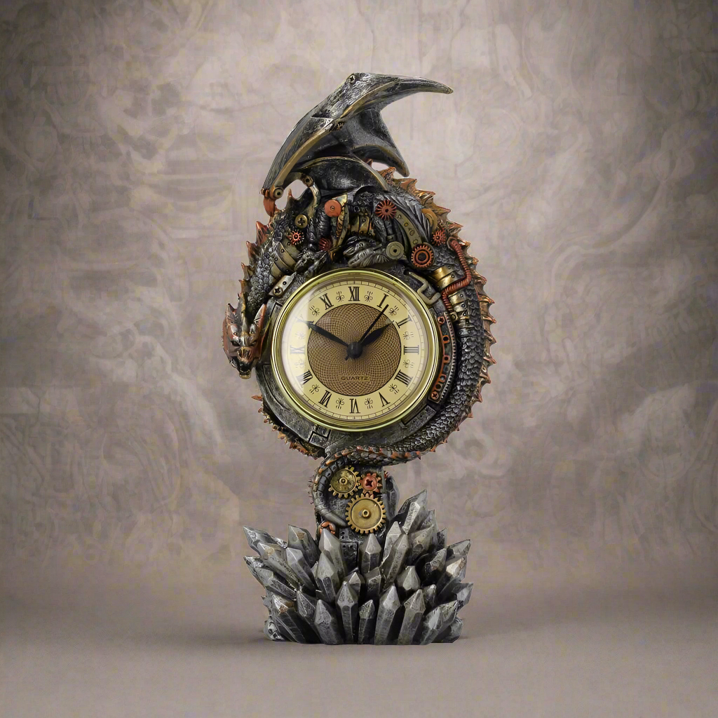 Clockwork Reign Steampunk Dragon Mantel Clock