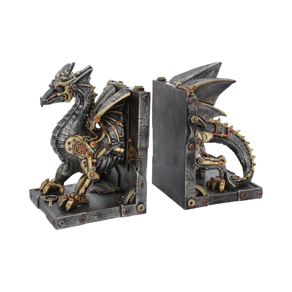 Dracus Machina Steampunk Dragon Bookends 27cm Default Title - Bookends at Gift Moments