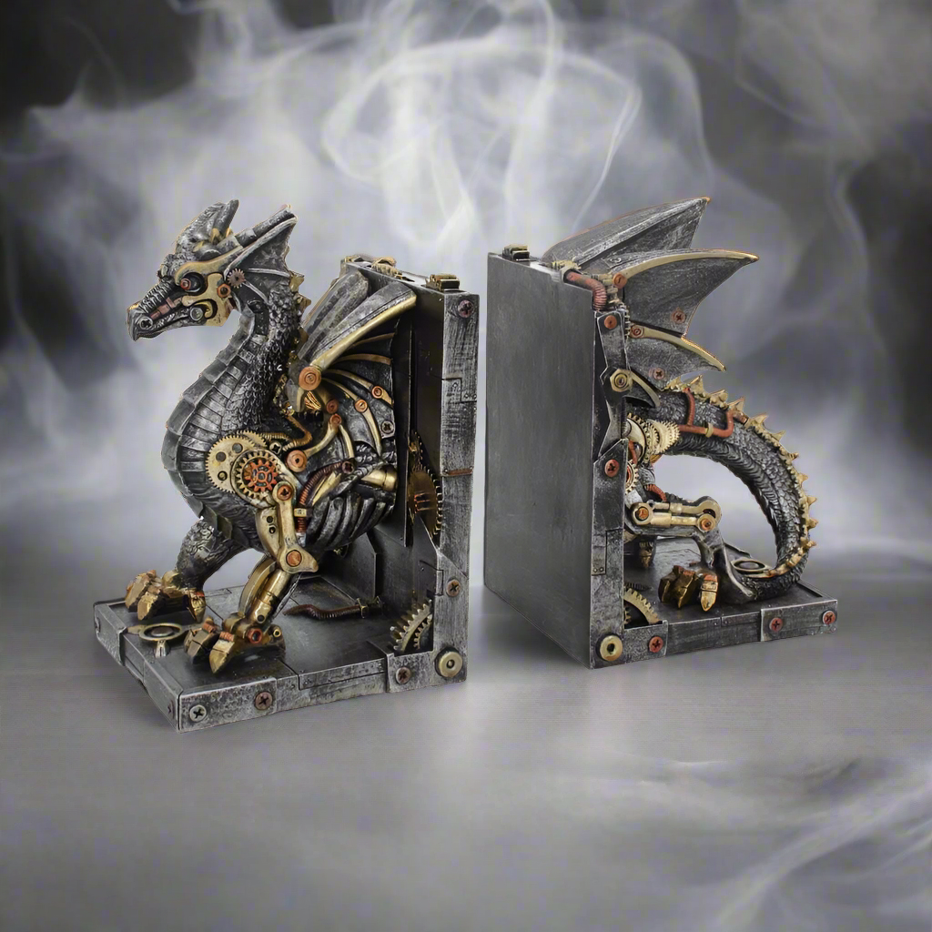 Dracus Machina Steampunk Dragon Bookends 27cm