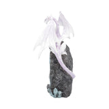 Glacial Custodian Fantasy White Dragon Sitting On A Geode 22cm - Figures & Collectables at Gift Moments