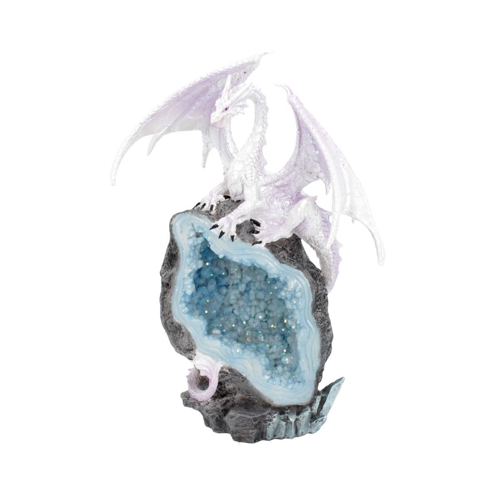 Glacial Custodian Fantasy White Dragon Sitting On A Geode 22cm Default Title - Figures & Collectables at Gift Moments