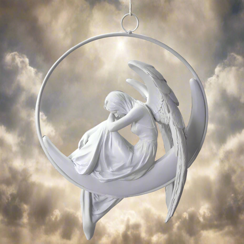 Angels Serenity White Hanging Winged Angel Decoration Default Title - Figures & Collectables at Gift Moments