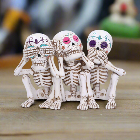 Three Wise Calaveras Skeleton Figurine 20.3cm - Figures & Collectables at Gift Moments