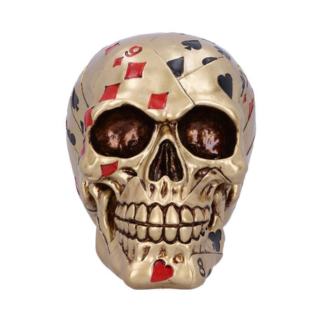 Dead Mans Hand Golden Playing Card Skull Ornament - Figures & Collectables at Gift Moments