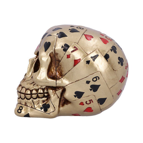 Dead Mans Hand Golden Playing Card Skull Ornament - Figures & Collectables at Gift Moments