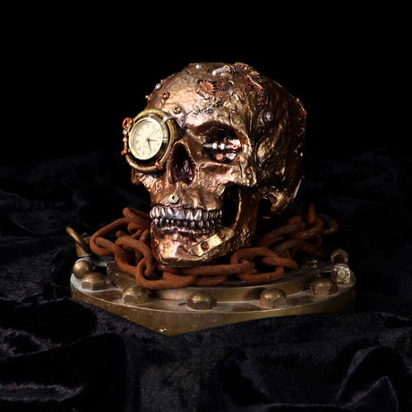 Bronze Scrapped Skull Steampunk Scrap Skeleton Figurine - Clocks at Gift Moments