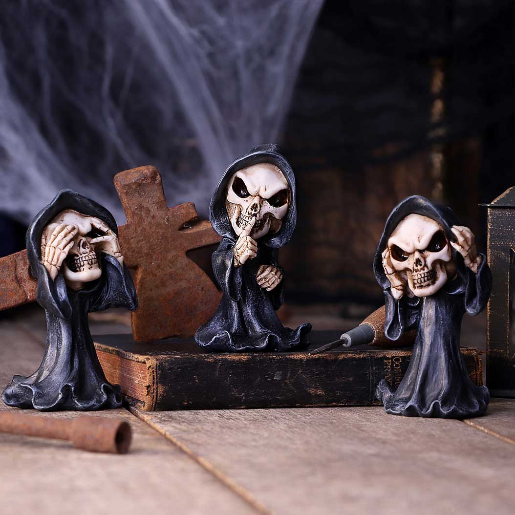 Three Wise Reapers 11cm See No Hear No Speak No Evil Cartoon Grim Reapers - Figures & Collectables at Gift Moments