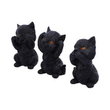 Three Wise Kitties See No Hear No Speak No Evil Familiar Black Cats Figurine - Figures & Collectables at Gift Moments