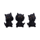 Three Wise Kitties See No Hear No Speak No Evil Familiar Black Cats Figurine Default Title - Figures & Collectables at Gift Moments