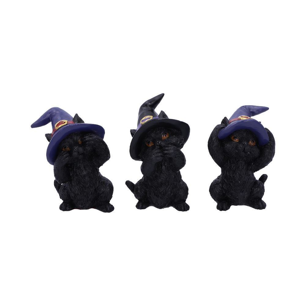 Three Wise Familiars See No Hear No Speak No Evil Black Cats Figurine Default Title - Figures & Collectables at Gift Moments