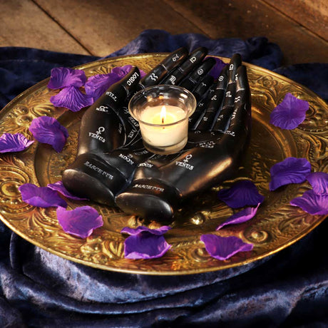 Palmist's Guide Black Chiromancy Hands Candle Holder - Candles & Holders at Gift Moments