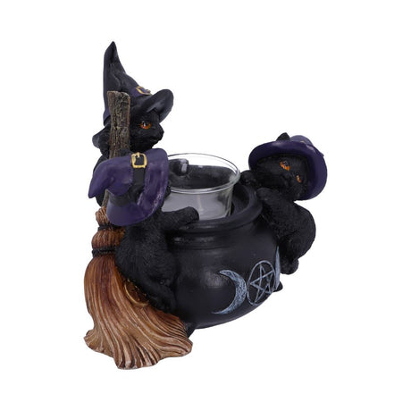 Familiar Cauldron Black Cat Candle Holder 12.5cm - Candles & Holders at Gift Moments