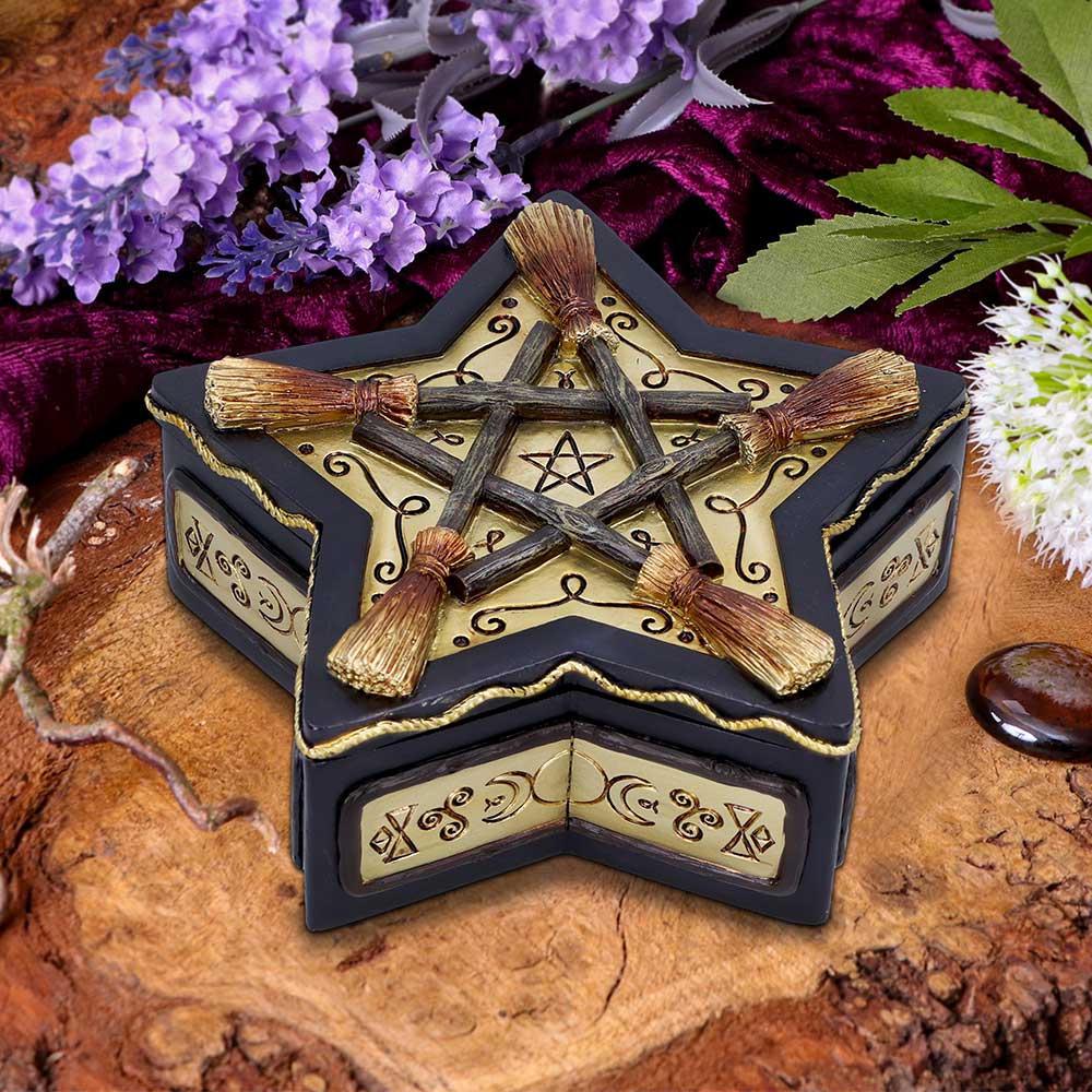 Magick Protector Wiccan Broomstick Box 16cm - Boxes at Gift Moments