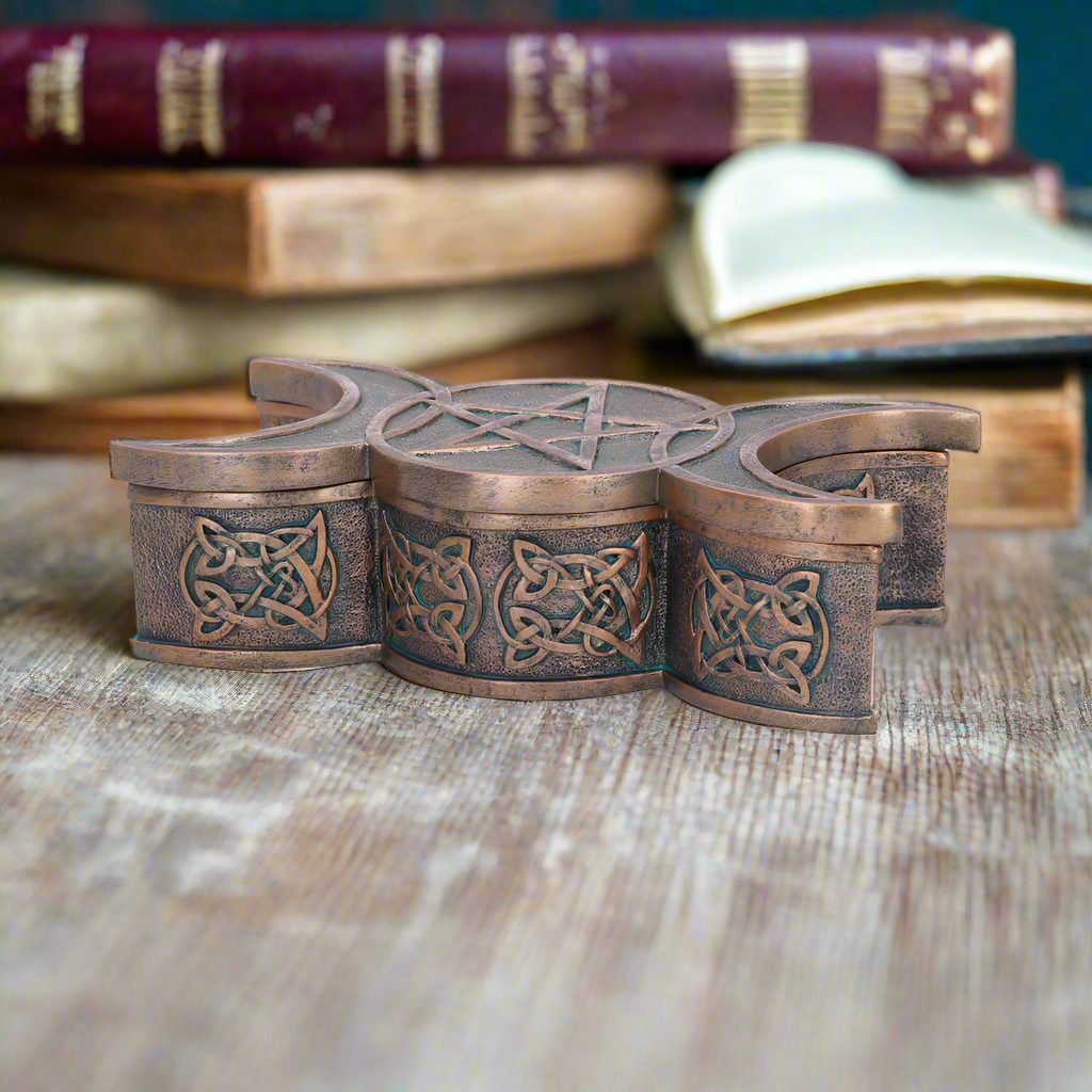 Triple Moon Bronze Trinket Box