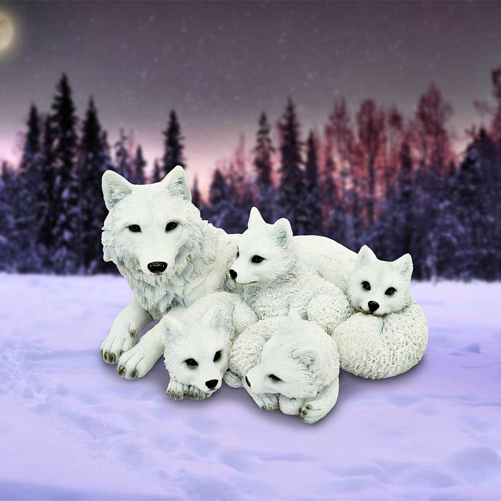 Pups Protection Mother Wolf and Cubs Figurine 20.5cm - Figures & Collectables at Gift Moments