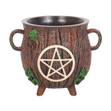 Pentagram Bark Effect Resin Cauldron Plant Pot - Vases & Plant Pots at Gift Moments