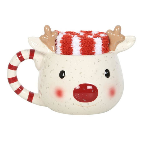 Rudolph Reindeer Mug and Socks Set - Mugs at Gift Moments