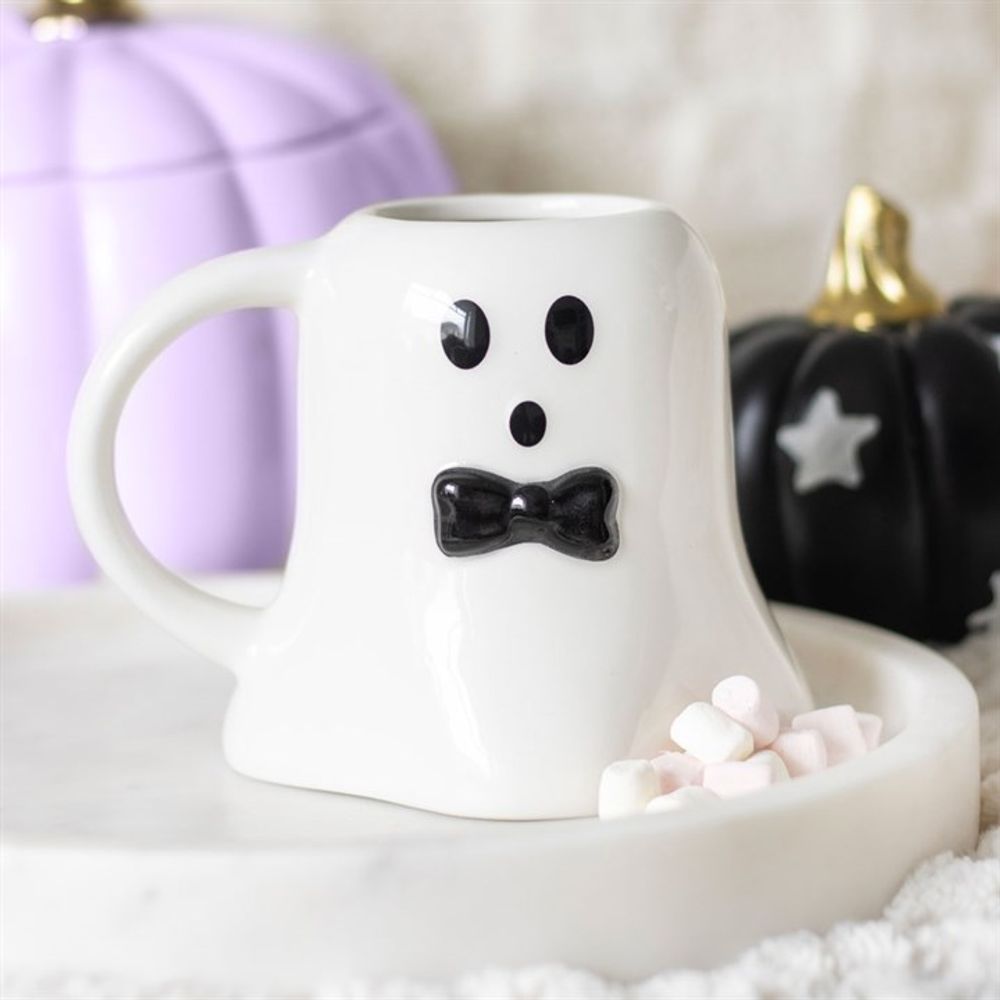 Mr Boo Ghost Shaped Mug with Bow Tie - Mugs at Gift Moments