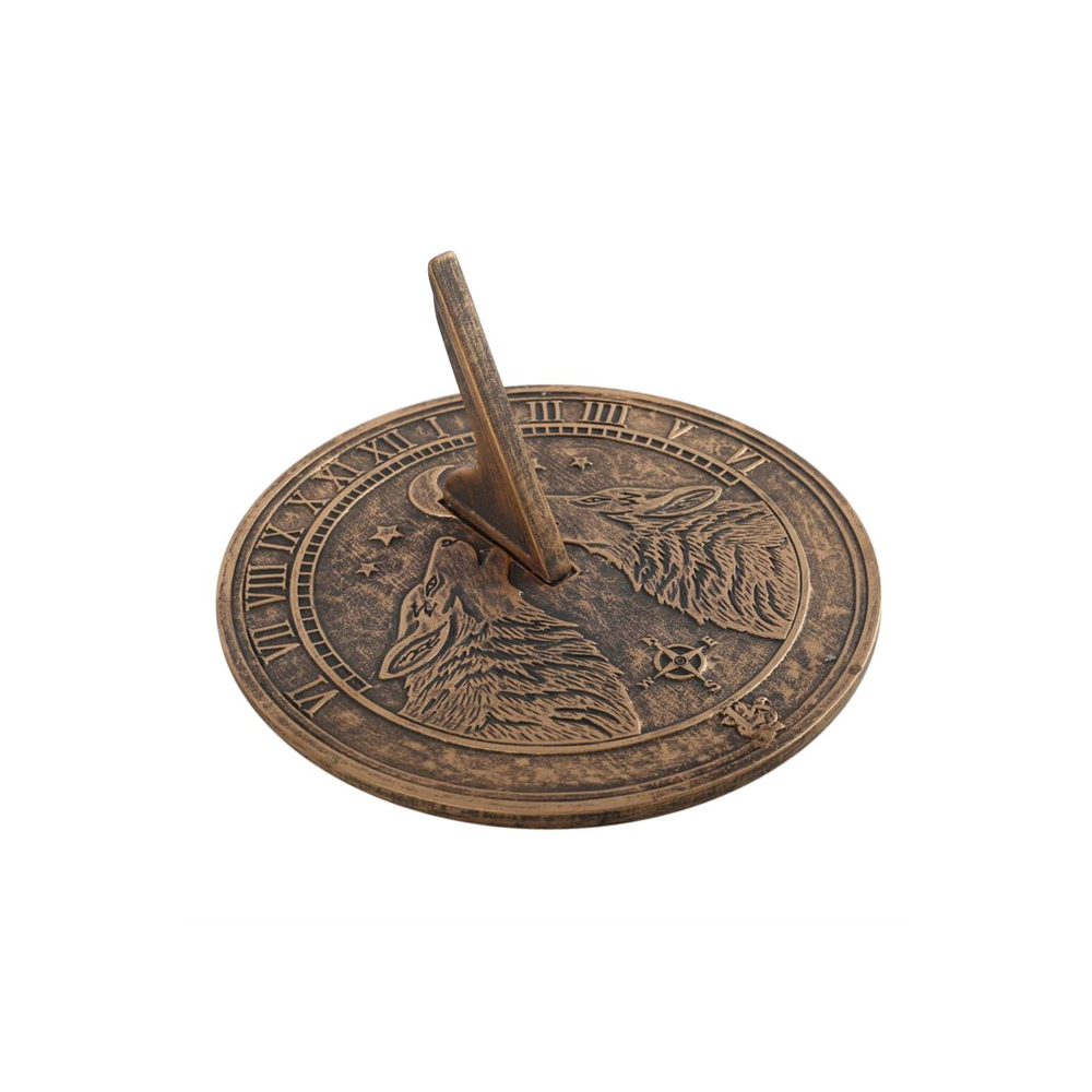 Howling Wolves Terracotta Sundial by Lisa Parker - Garden Ornaments at Gift Moments