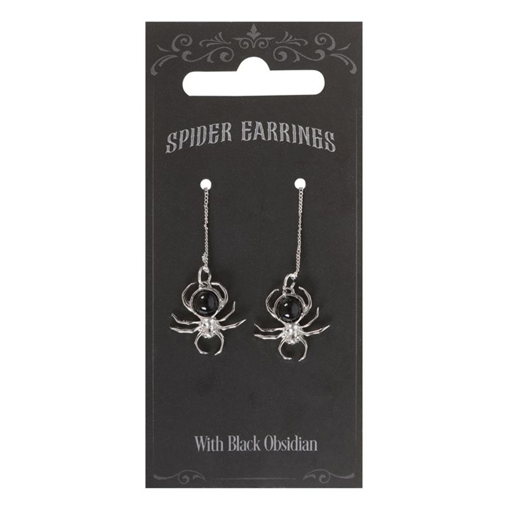 Black Obsidian Spider Threader Earrings - Jewellery at Gift Moments