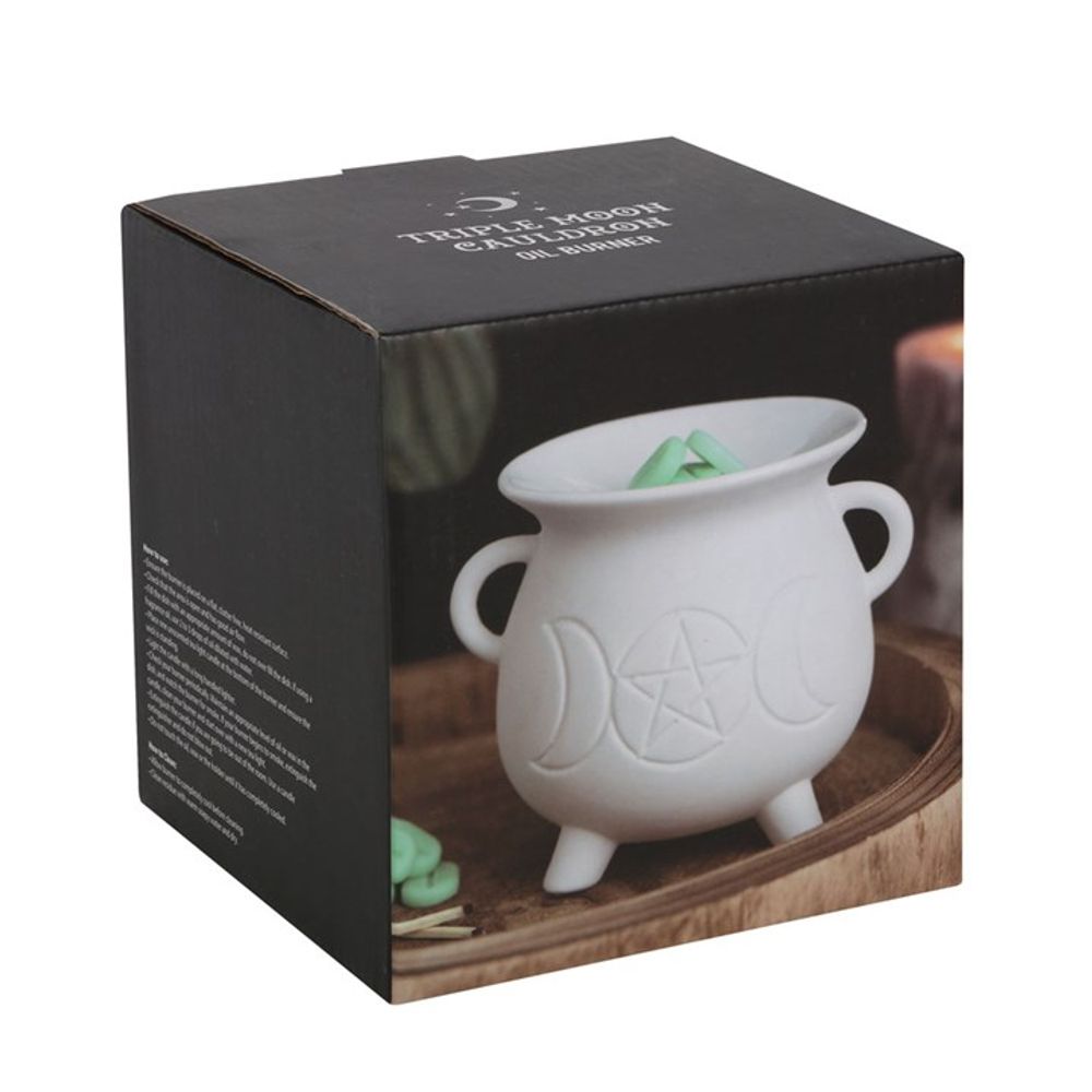 White Triple Moon Cauldron Oil Burner - Oil & Wax Burners at Gift Moments