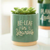 Green Be-Leaf in Yourself Plant Pot - Pots & Planters at Gift Moments