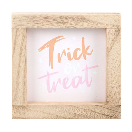 Pink Trick or Treat Wooden Frame Sign - Signs & Plaques at Gift Moments