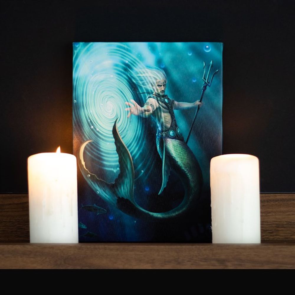 Water Element Wizard Canvas Plaque by Anne Stokes - Wall Art at Gift Moments