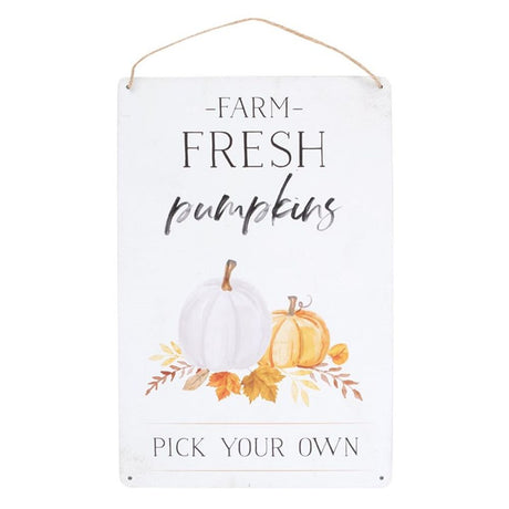 Farm Fresh Pumpkins Metal Hanging Sign - Signs & Plaques at Gift Moments