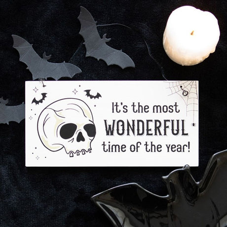 Most Wonderful Time of the Year Skull Hanging Sign - at Gift Moments