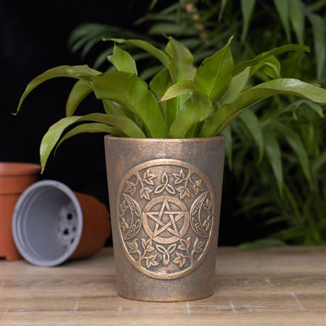 Triple Moon Bronze Terracotta Plant Pot by Lisa Parker - Pots & Planters at Gift Moments