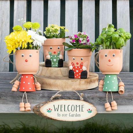 Green Pot Man Terracotta Plant Pot - Pots & Planters at Gift Moments