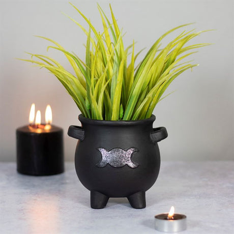 Triple Moon Cauldron Terracotta Plant Pot - Pots & Planters at Gift Moments