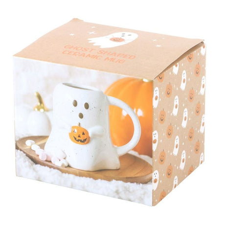 Ghost Shaped Mug with Pumpkin - Mugs at Gift Moments